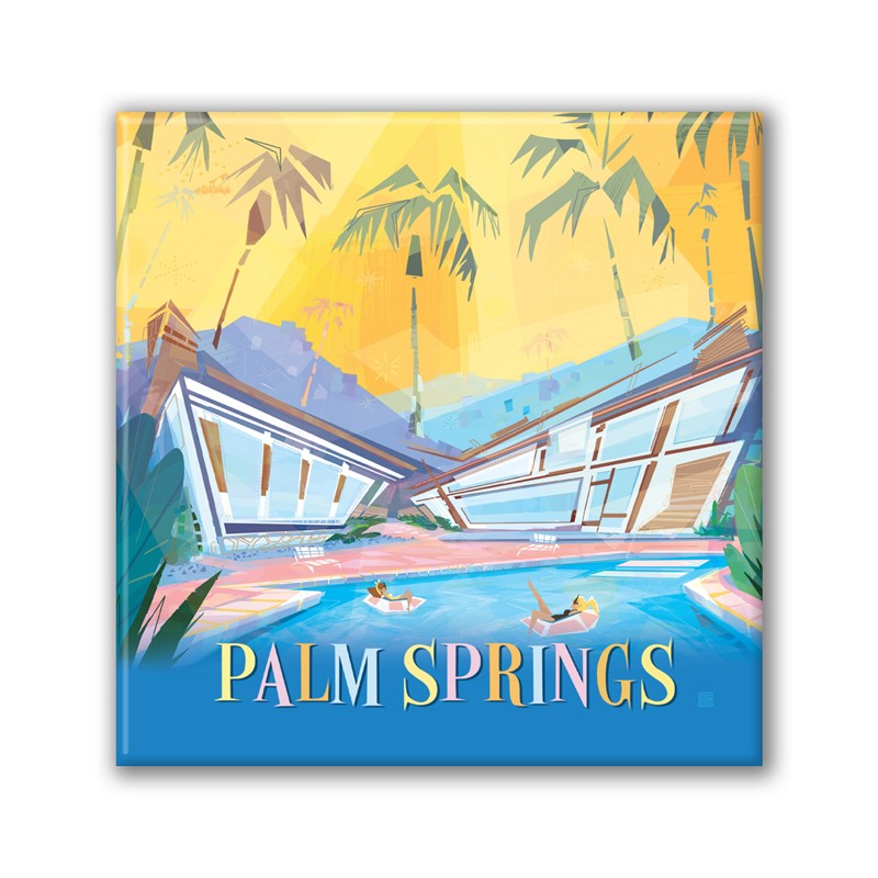 Palm Springs CA Mod Square Magnet  | American Made