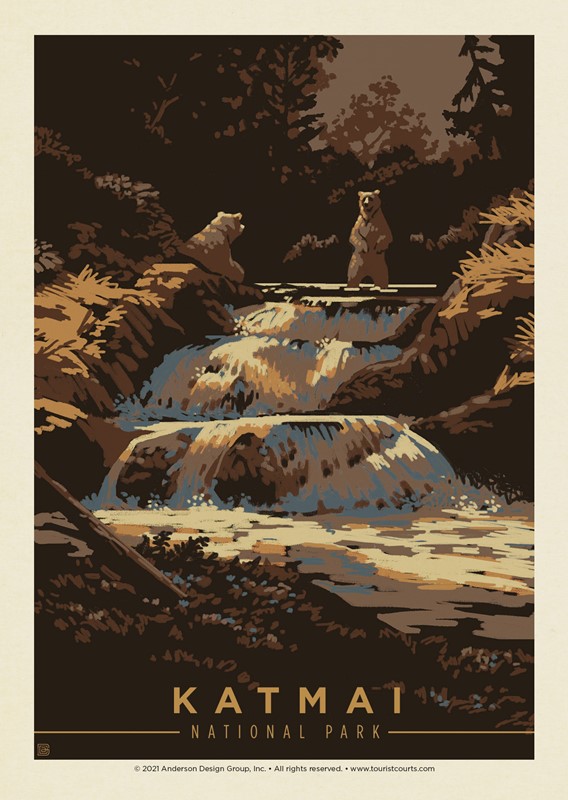 Katmai NP Bathing Bears| Postcard