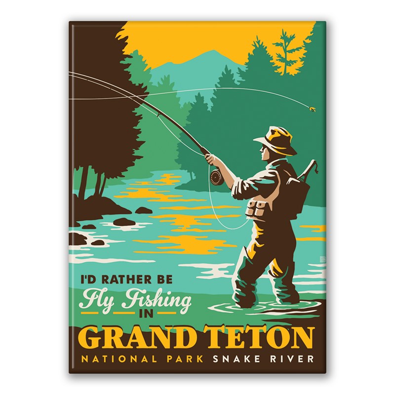Grand Teton NP Snake River Fly Fishing Magnet| American Made Magnet