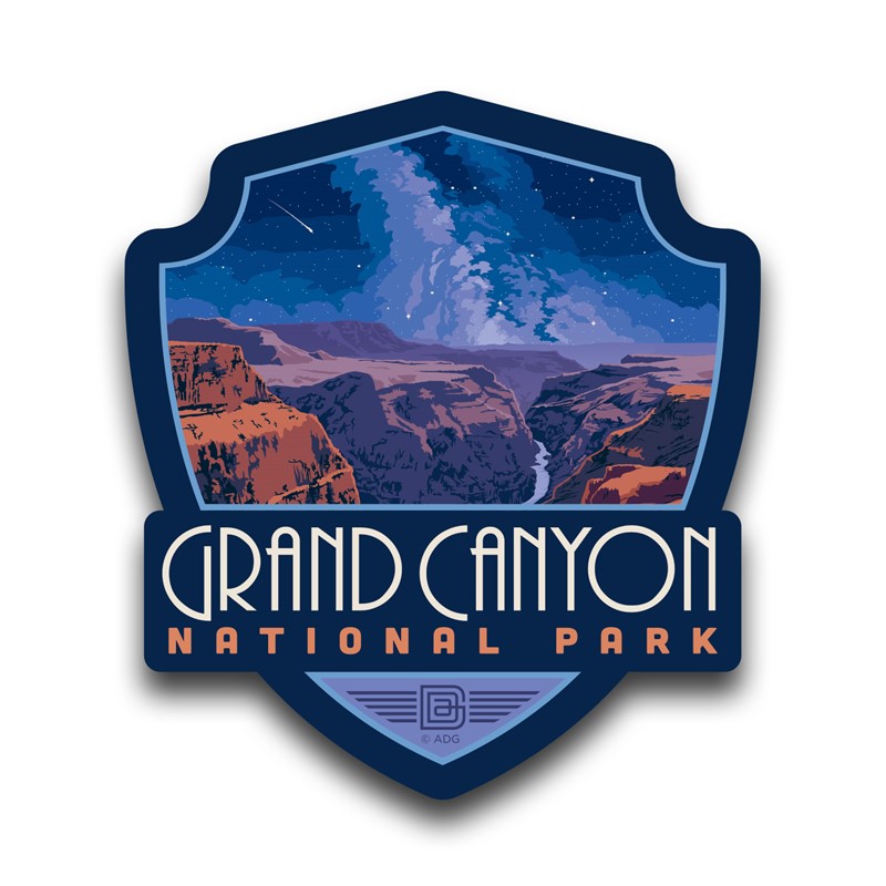 Grand Canyon NP Starry Landscape Emblem Wood Magnet| American-Made Wood Emblem Magnet