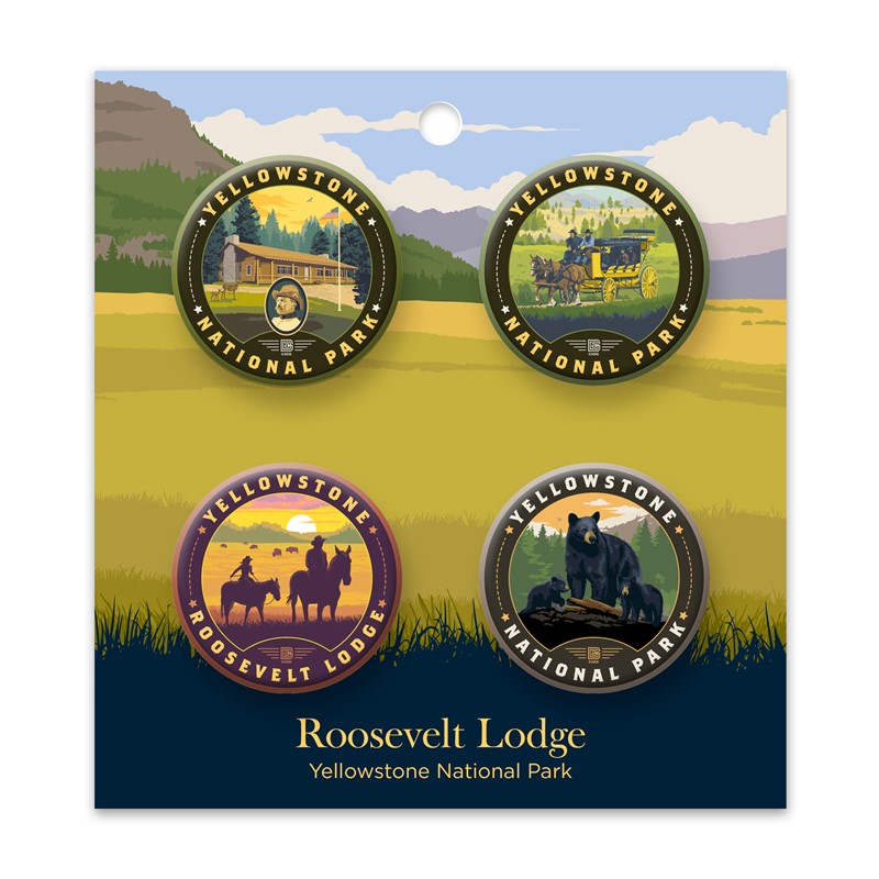 YNP Roosevelt Lodge Button PK of 4| Made in America