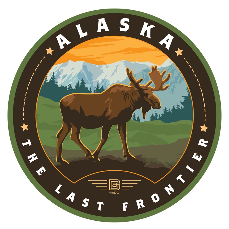 Alaska Frontier Moose Circle Sticker| Made in the USA