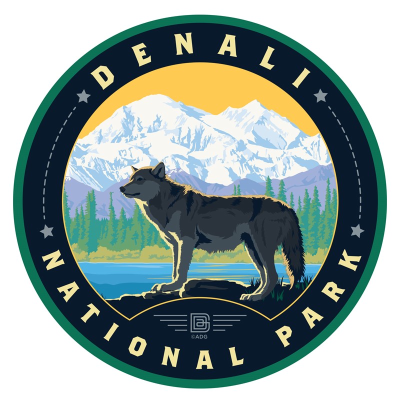 Denali NP Wolf Circle Sticker| Made in the USA