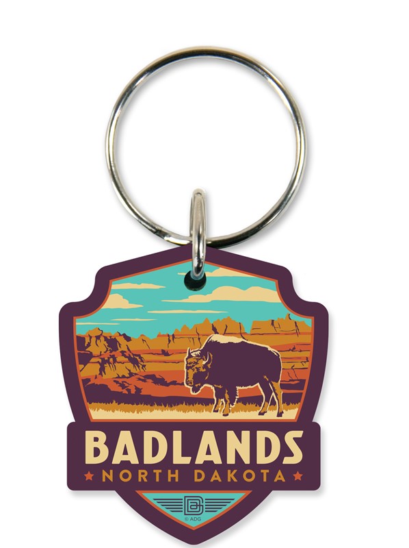 Badlands North Dakota Emblem Wood Key Ring | American Made