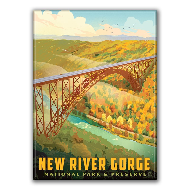 New River Gorge NP and Preserve Bird's Eye View Magnet | American Made
