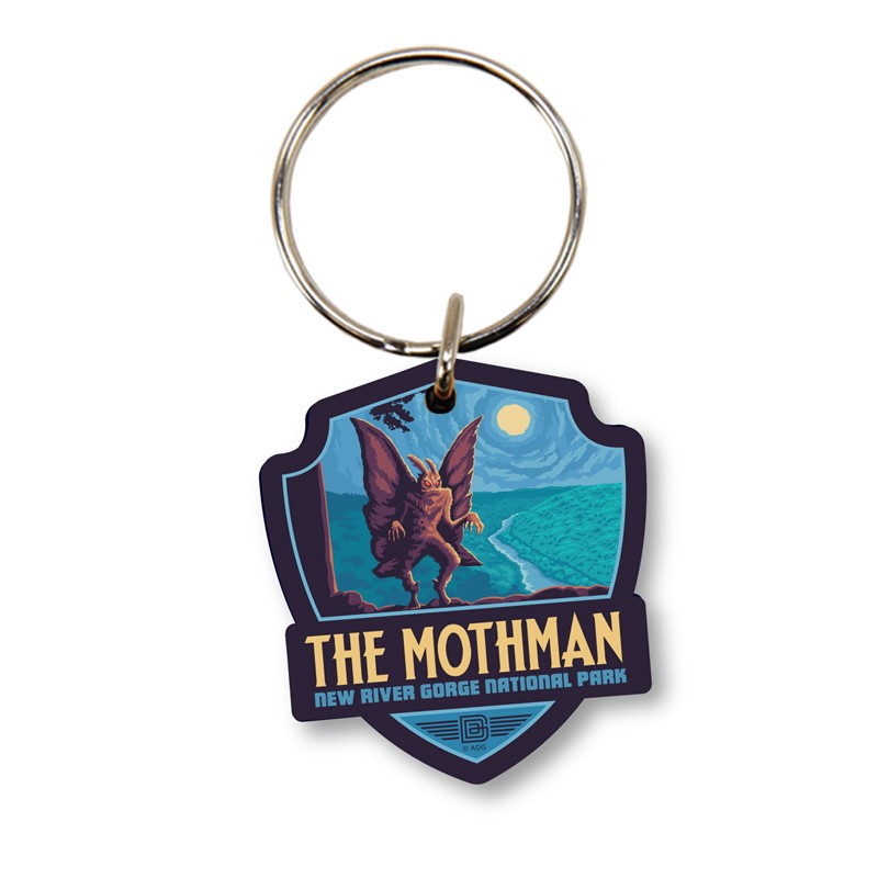 New River Gorge's Mothman Emblem Wood Key Ring | American Made