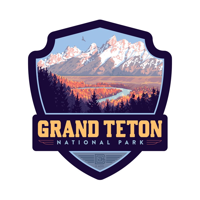 Grand Teton NP Snake River Valley Small Emblem Sticker| Made in the USA