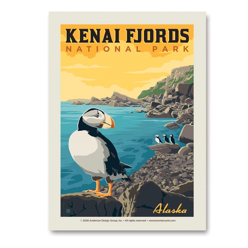 Kenai Fjords NP Puffin Vertical Sticker | Vertical Sticker