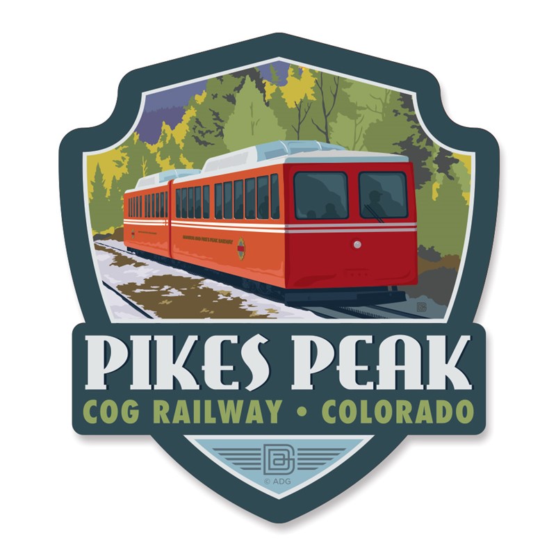 Pikes Peak Colorado Cog Railway Emblem Wood Magnet| American Made