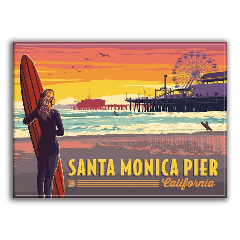 Santa Monica Pier CA Surfer Magnet| Made In The USA