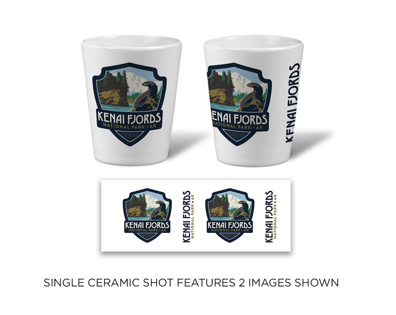 Kenai Fjords NP Emblem Ceramic Shot | Printed in the USA