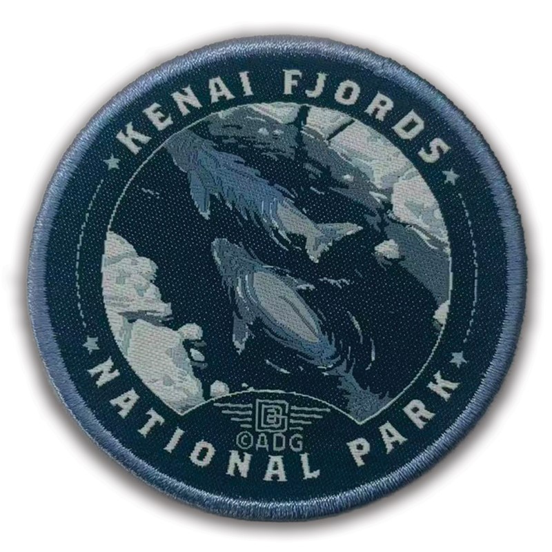 Kenai Fjords NP Whale Watching Circle Patch | Woven Patch