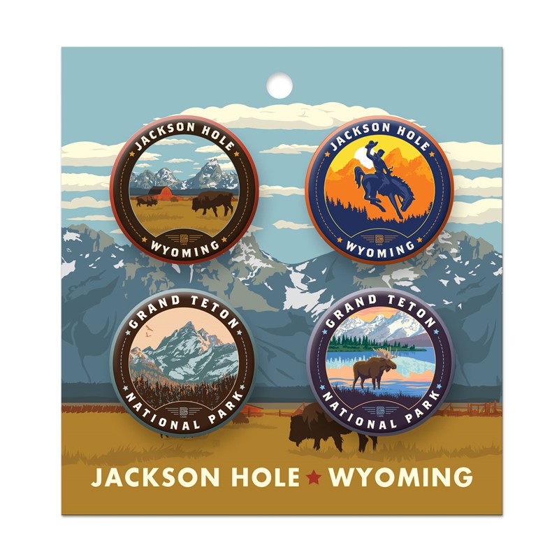 Grand Teton NP Jackson Hole WY Button Pack of 4 | Made in America