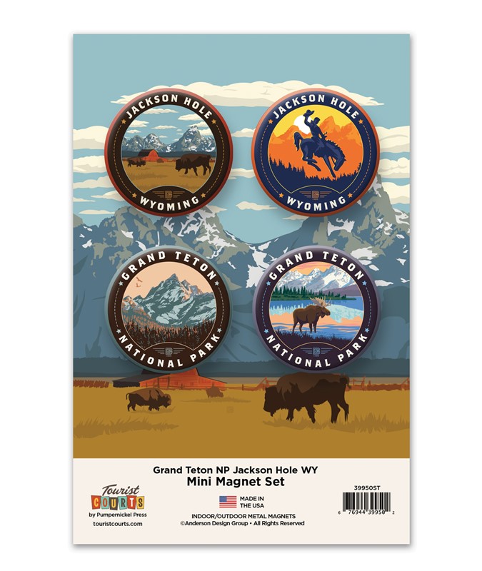 Grand Teton NP Jackson Hole Mini Matte Magnet Set| Circle Magnets