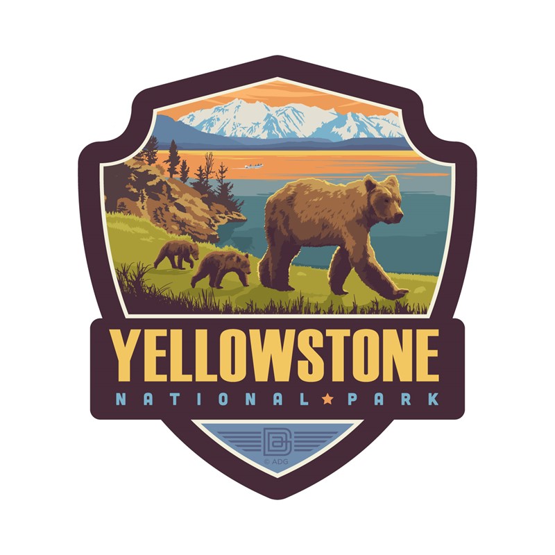 Yellowstone NP Yellowstone Lake Small Emblem Sticker Made in the USA