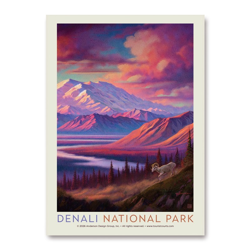 Denali NP Alpenglow Vertical Sticker| Made in the USA