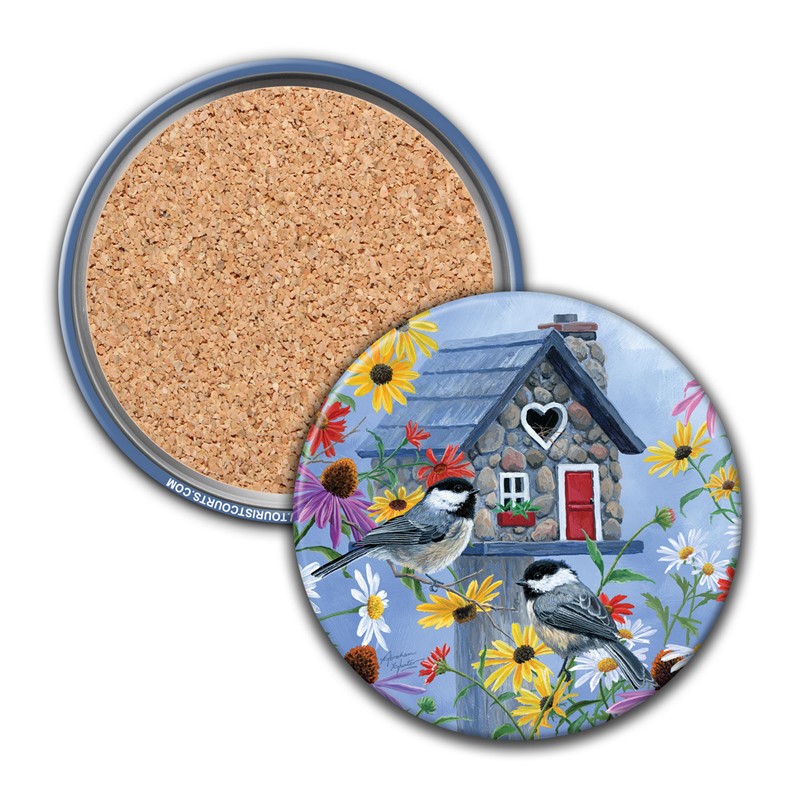 Tweethearts Cottage Circle Matte Coaster