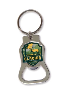 Glacier NP Elk Emblem Bottle Opener Key Ring | American Made
