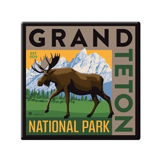 Grand Teton NP Square Magnet | Metal Magnet