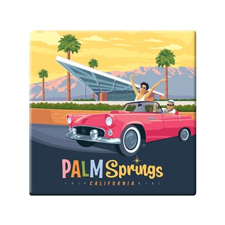 Palm Springs CA Mid-Century Visitor Center Square Magnet | Metal Magnet