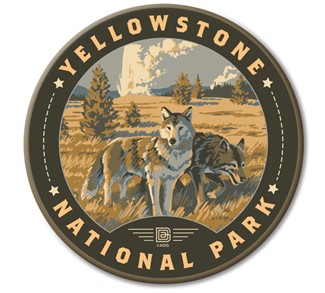 Yellowstone NP Wandering Wolves Circle Magnet | Made In The USA