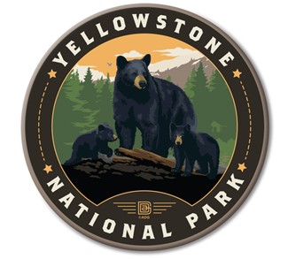 Yellowstone NP Black Bear Family Circle Magnet | Made In The USA