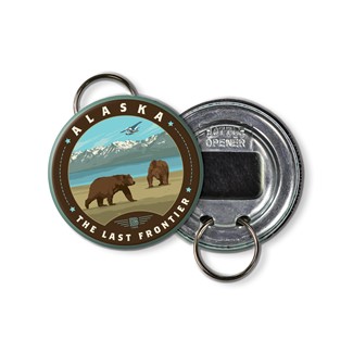 Alaska Frontier Plane & Cubs Circle Bottle Opener Key Ring | American Made