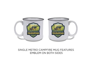 Yellowstone National Park Stagecoach Adventure Emblem Campfire Mug | Tourist Courts