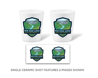 New River Gorge National Park Landscape Emblem Ceramic Shot Glass