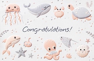 Sea Creatures Collage | Baby greeting cards