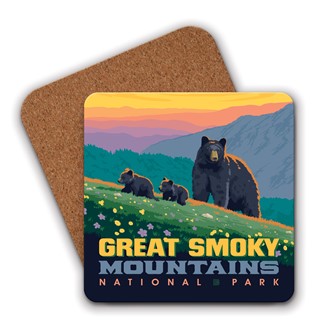 Great Smoky Mountains NP Romping Cubs Coaster | American Made Coaster