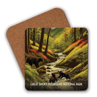 Great Smoky Mountains NP Splashing Cubs Coaster | American Made Coaster