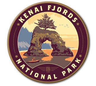 Kenai Fjords NP Kayaker Circle Magnet  | American Made