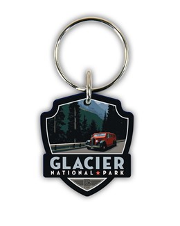 Glacier NP Going to the Sun Road Emblem Wooden Key Ring | American Made