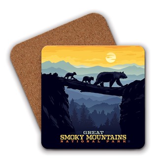 Great Smoky Mountains Bear Crossing at Sunset Coaster | American Made Coaster