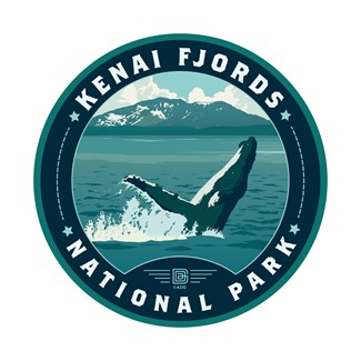 Kenai Fjords NP Whale Breeching Circle Sticker| Made in the USA