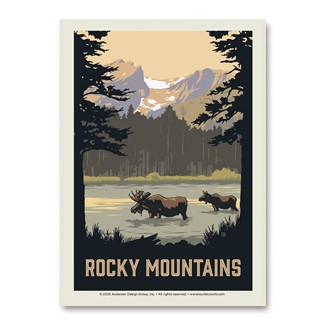 Rocky Mountains River Moose Vert Sticker | Vertical Sticker