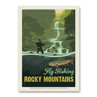 Rocky Mountains Fly Fishing Vert Sticker | Vertical Sticker