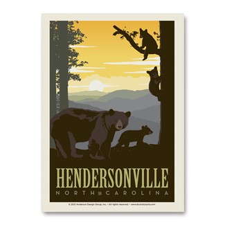 Hendersonville, NC Bear & Cubs Vert Sticker| Vertical Sticker