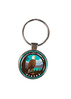 AK Perched Eagle Circle Dome Key Ring | American Made