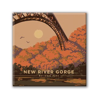 New River Gorge NP Looking Up Square Magnet| Metal Magnet
