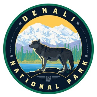 Denali NP Wolf Circle Sticker| Made in the USA