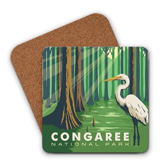 Congaree NP Great Egret Coaster | Made in the USA