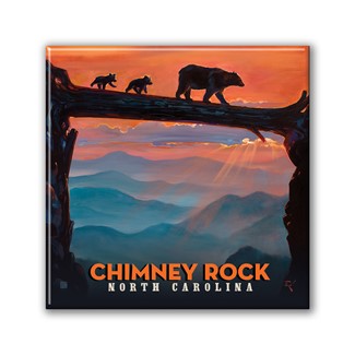 Chimney Rock NC Bear Crossing Square Magnet| Metal Magnet