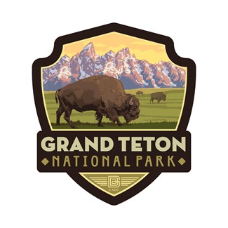 Grand Teton NP Bisons Small Emblem Sticker| Made in the USA
