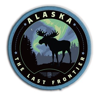 Alaska Northern Lights Circle Patch| Woven Patch