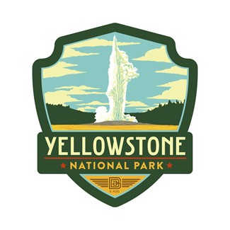 Yellowstone NP Old Faithful Small Emblem Sticker Made in the USA