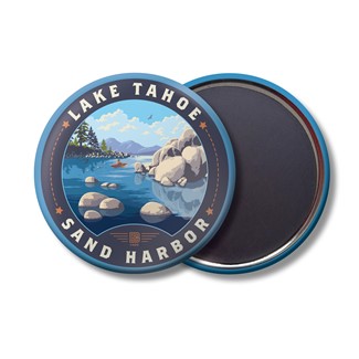 Lake Tahoe Sand Harbor Kayaker Circle Magnet| Circle Magnets