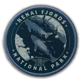 Kenai Fjords NP Whale Watching Circle Patch | Woven Patch