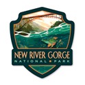 New River Gorge NP & Preserve Fish-Eye View Emblem Wood Magnet